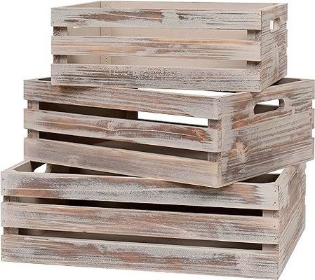 Cajas decorativas de contenedores de madera de almacenamiento Conjunto de 3 cajas con asas 13.25x9.5x5.5