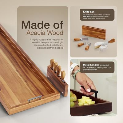 Gran tablero de madera perfecto para mostrar y servir sus quesos favoritos