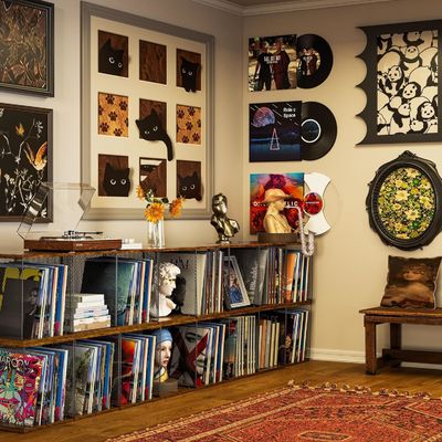 Muebles de almacenamiento de discos de vinilo con diseño moderno