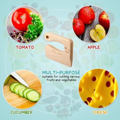 Materiales de madera Herramientas de cocina 2 piezas Niños Cuchillo para cocinar y cortar verduras Frutas