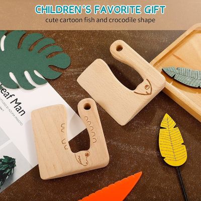 Materiales de madera Herramientas de cocina 2 piezas Niños Cuchillo para cocinar y cortar verduras Frutas