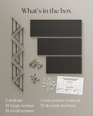 Conjunto de 3 estanterías flotantes de madera rústica para almacenamiento.