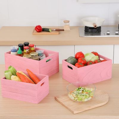 Conjunto de almacenamiento de madera hecha a mano para verduras y frutas de pan