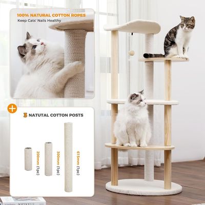 Tamaño personalizado de 51 pulgadas 5 niveles de la Torre del Árbol del Gato Centro de Actividades del Gato con los postes de rascado Beige