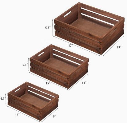 Decoración del hogar Conjunto personalizado de 3 paletas de caja de madera con técnica pintada