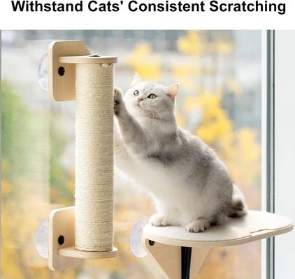 Inicio Muebles Cat Climber Set Percha de ventana de madera Escaleras de escalada y poste de rascado