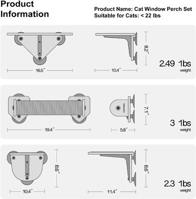 Inicio Muebles Cat Climber Set Percha de ventana de madera Escaleras de escalada y poste de rascado