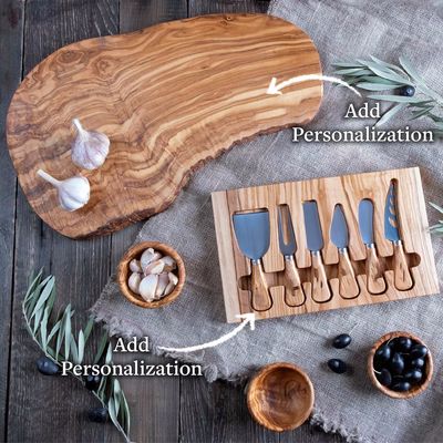 Tabla de corte de madera de olivo ecológica personalizada para cortar y queso 6.2 libras