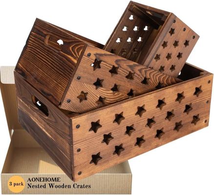 Caja de madera para almacenamiento de libros Logotipo personalizado aceptable para anidación decorativa Cajas de madera