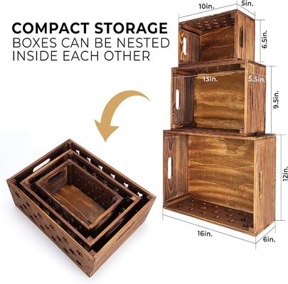 Caja de madera para almacenamiento de libros Logotipo personalizado aceptable para anidación decorativa Cajas de madera