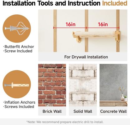 Muebles de pared de madera Cat Estantes con cubierta suave extraíble Camas Muebles de sala de estar