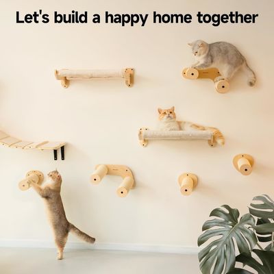Muebles de pared de madera Cat Estantes con cubierta suave extraíble Camas Muebles de sala de estar
