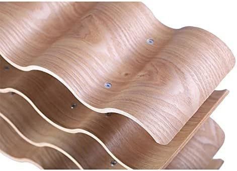 Estante de madera sólida personalizado de 4 capas para una fácil instalación de almacenamiento de botellas de vino de onda de madera