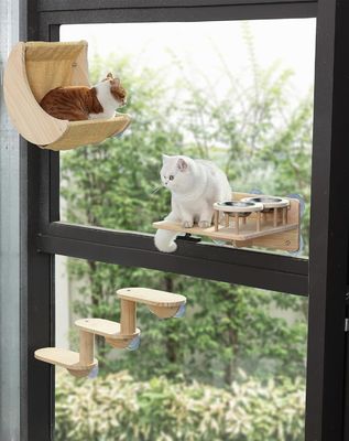 ISO9001 2008 Certificado FSCI BSCI Repisas de cama de hamaca para gatos montadas con cápsulas de succión fuertes