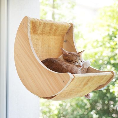 ISO9001 2008 Certificado FSCI BSCI Repisas de cama de hamaca para gatos montadas con cápsulas de succión fuertes