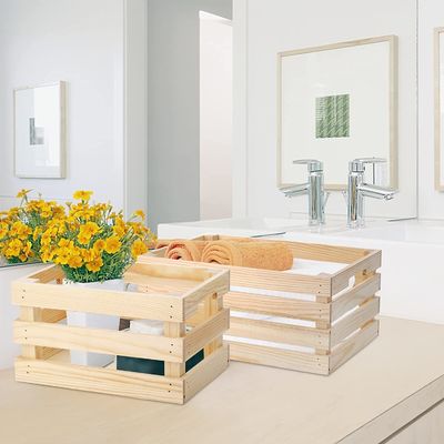 Decoración del hogar Cajas de madera con mango en color gris marrón o color personalizado