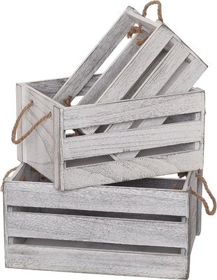 Decoración del hogar Cajas de madera con mango en color gris marrón o color personalizado