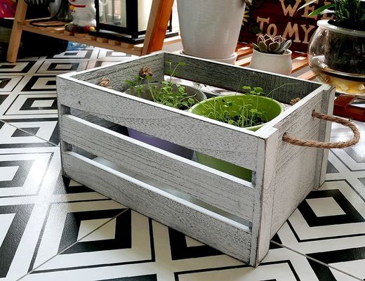 Decoración del hogar Cajas de madera con mango en color gris marrón o color personalizado