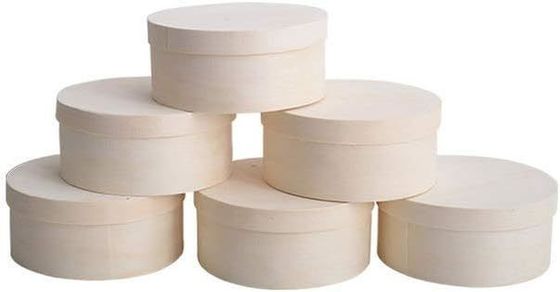 Caja redonda para bandeja de hamburguesas logotipo personalizado aceptable contenedor de madera compostable