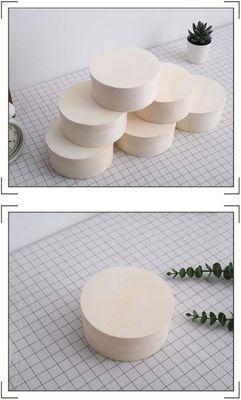 Caja redonda para bandeja de hamburguesas logotipo personalizado aceptable contenedor de madera compostable