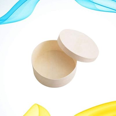 Caja redonda para bandeja de hamburguesas logotipo personalizado aceptable contenedor de madera compostable