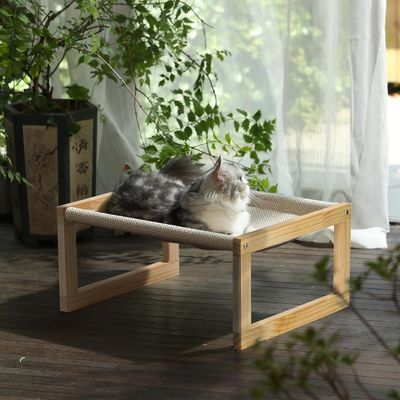 Embalaje de correo Y hamaca de gato de madera 21 x 16.5 pulgadas Muebles elevados para mascotas Color de madera