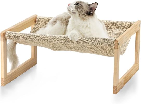 Embalaje de correo Y hamaca de gato de madera 21 x 16.5 pulgadas Muebles elevados para mascotas Color de madera