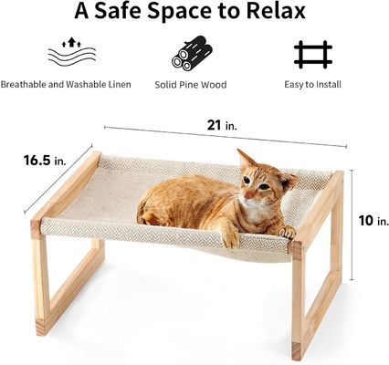 Embalaje de correo Y hamaca de gato de madera 21 x 16.5 pulgadas Muebles elevados para mascotas Color de madera