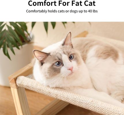 Embalaje de correo Y hamaca de gato de madera 21 x 16.5 pulgadas Muebles elevados para mascotas Color de madera