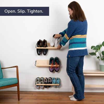 Solución de almacenamiento de zapatos de madera moderna y pequeña para zapatos en la cocina
