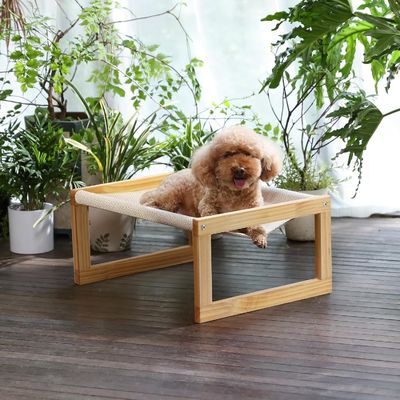 Embalaje de correo Y hamaca de gato de madera 21 x 16.5 pulgadas Muebles elevados para mascotas Color de madera