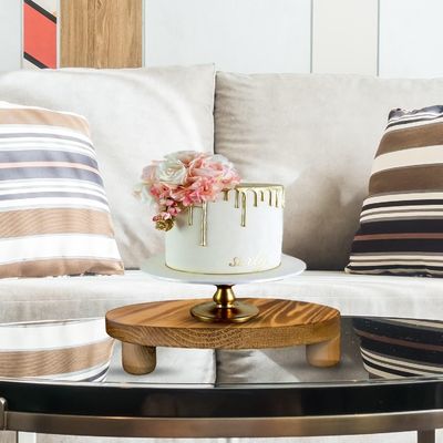 Caja de madera 2 paquetes de madera Riser planta taburete mostrador bastidor redondo maceta flor pedestal retro planta