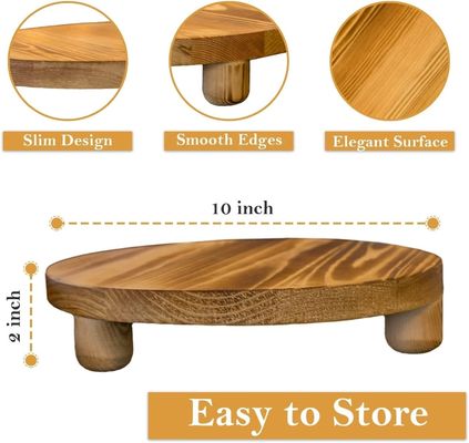 Caja de madera 2 paquetes de madera Riser planta taburete mostrador bastidor redondo maceta flor pedestal retro planta