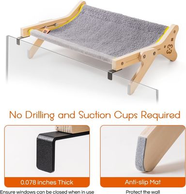 ISO9001 2008 FSCI BSCI Certificado Madera Percha de ventana de gato Sostiene hasta 40 libras 2 en 1