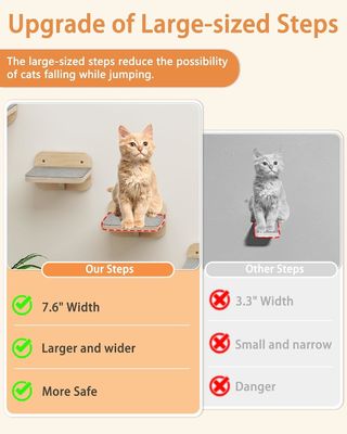 Muebles para el hogar de tamaño personalizado Muebles para gatos de esquina montados en la pared Perchas de estante de escalada con 3 escalones anchos