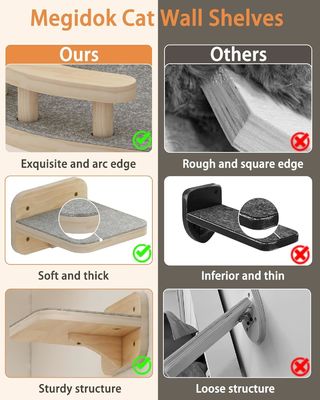 Muebles para el hogar de tamaño personalizado Muebles para gatos de esquina montados en la pared Perchas de estante de escalada con 3 escalones anchos