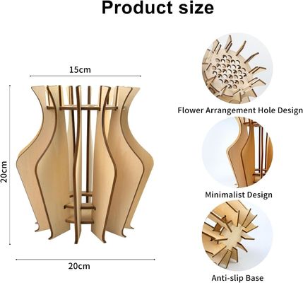 Vasa de flores de rompecabezas de madera para el conjunto de construcción de ramos de flores de Lego