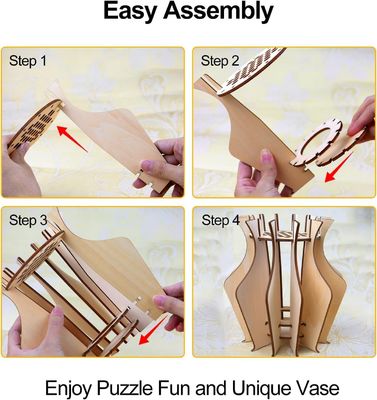 Vasa de flores de rompecabezas de madera para el conjunto de construcción de ramos de flores de Lego