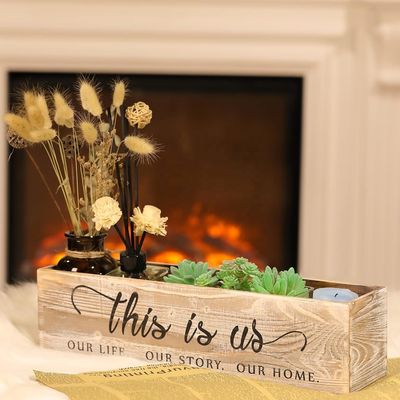 Caja de plantación rectangular de madera para piezas centrales rústicas Logotipo personalizado aceptable