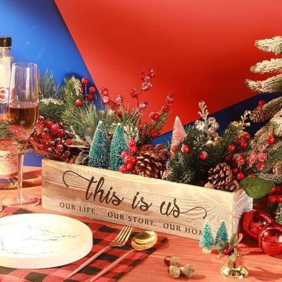 Caja de plantación rectangular de madera para piezas centrales rústicas Logotipo personalizado aceptable