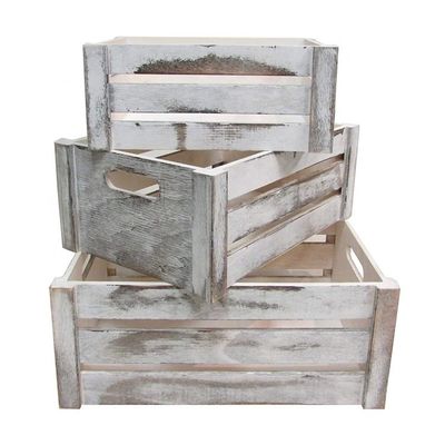 Conjunto de 3 cajas de madera con mangueras de cuerda