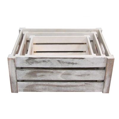Conjunto de 3 cajas de madera con mangueras de cuerda