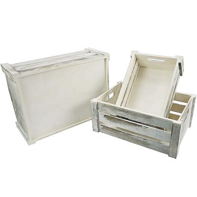 Conjunto de 3 cajas de madera con mangueras de cuerda