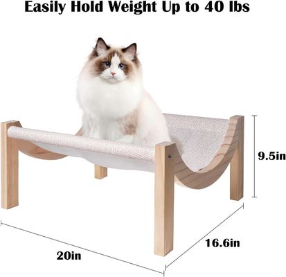Hamaca de gato de madera elevada para hogares interiores y exteriores