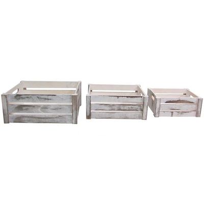 Conjunto de 3 cajas de madera con mangueras de cuerda