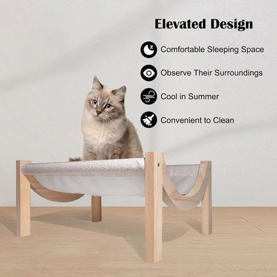 Hamaca de gato de madera elevada para hogares interiores y exteriores
