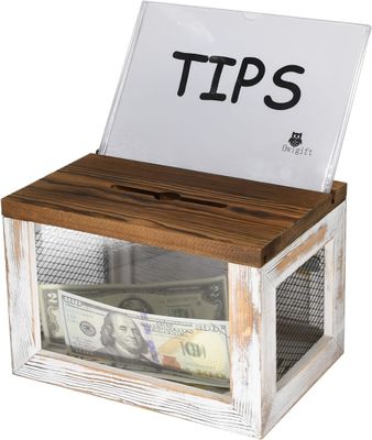 Diseño de rejilla de alambre Panel acrílico de madera de pino Caja de recolección de donaciones de boletas de votación para vajilla