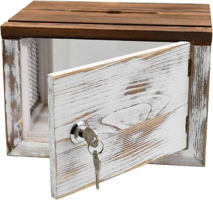 Diseño de rejilla de alambre Panel acrílico de madera de pino Caja de recolección de donaciones de boletas de votación para vajilla