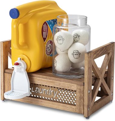 Organizador de ropa de madera soporte duradero para ablandadores de detergentes mejora el encanto de la granja