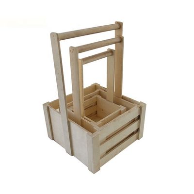 Cestas de almacenamiento de pino de madera antigua personalizadas para la organización portátil de frutas